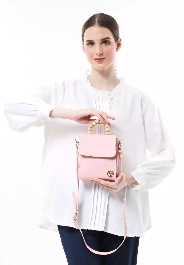 Tamara Tas Manik Mini Desain Simple High Quality - Baby Pink