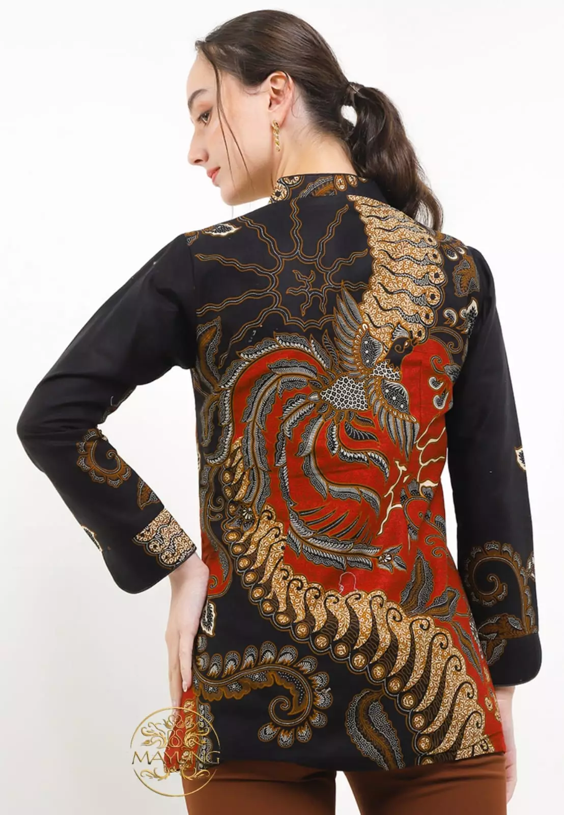 Blouse Batik Eka Cendrawasih Maron Premium Slimfit Modern