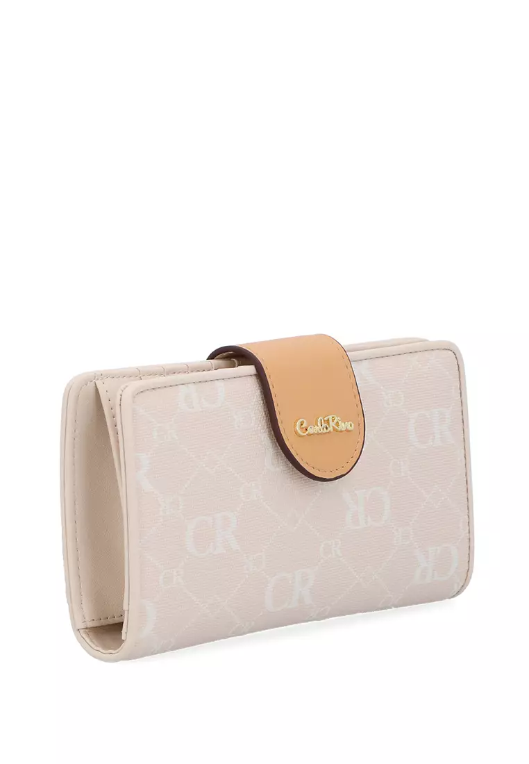 CR Monogram in Cream Fold Wallet - Beige