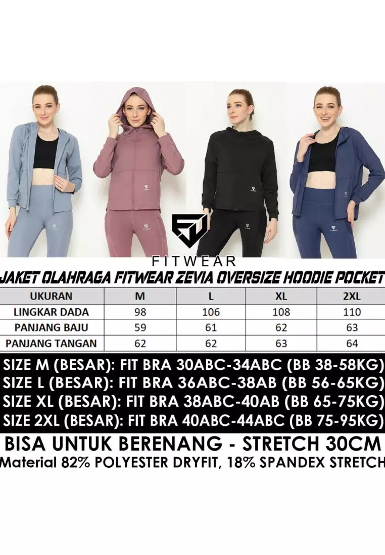 Fitwear - Jaket / Jacket Olahraga Wanita ZEVIA OVERSIZE HOODIE POCKET - BABY BLUE