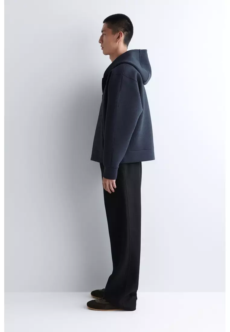 OVERSIZED SCUBA-JERSEY ZIP-UP HOODIE