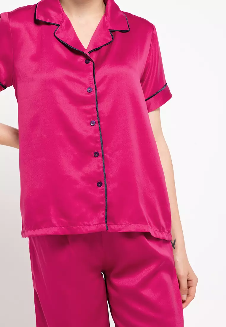 Pyjama Short Sleeve Short Pants Satin Sleepwear