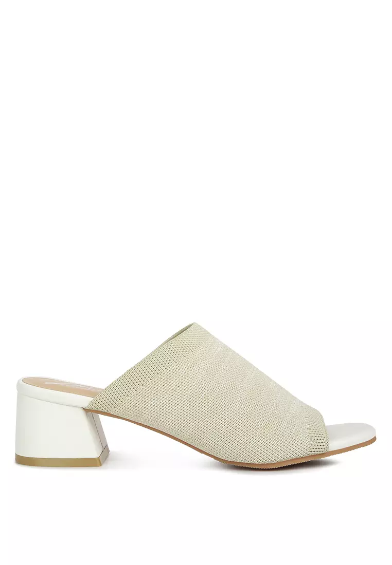 Discount on London Rag  shoes - SKU: Cream Knitted Vamp Slip On Sandals