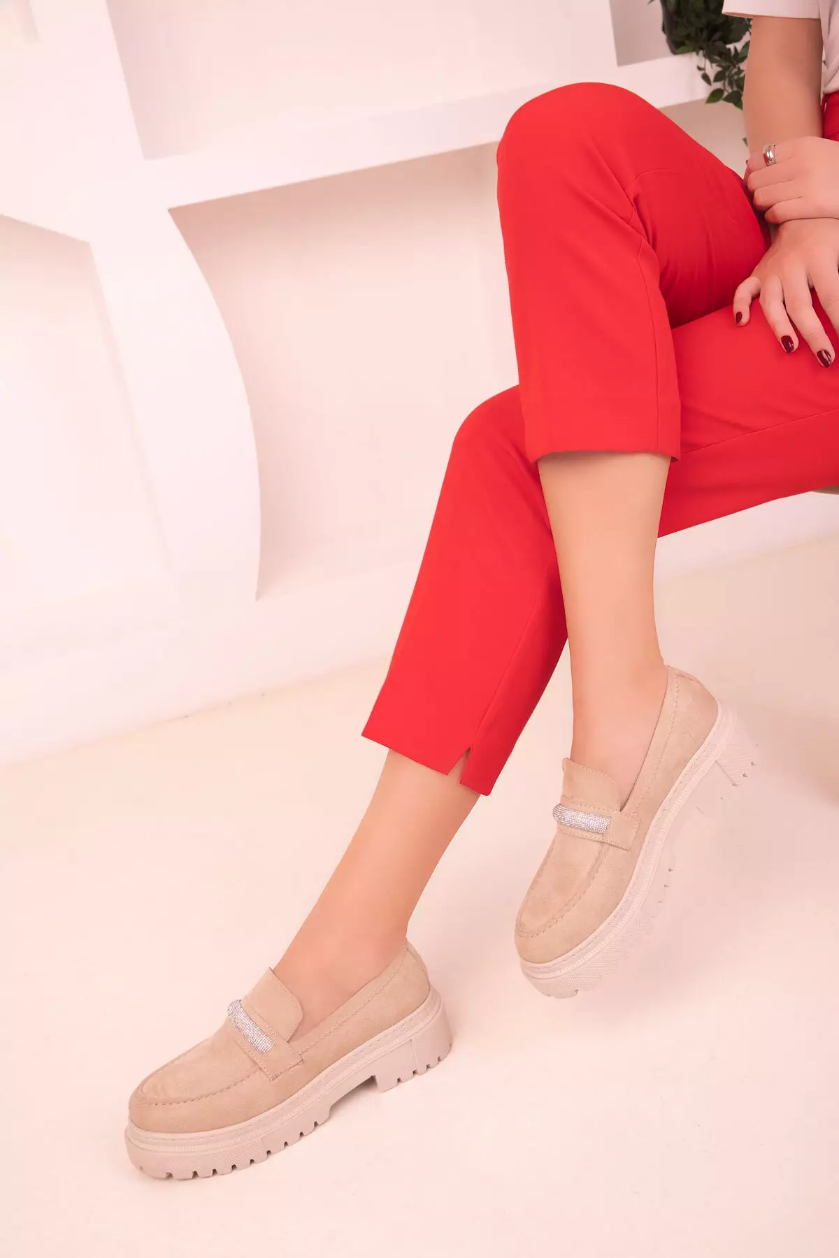 Embellished Twisted Metal Loafers