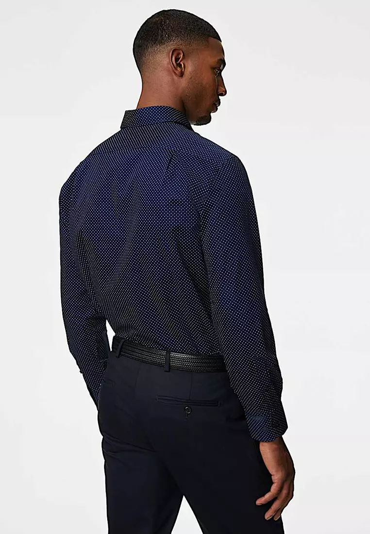 2pk Regular Fit Easy Iron Polka Dot Long Sleeve Shirts
