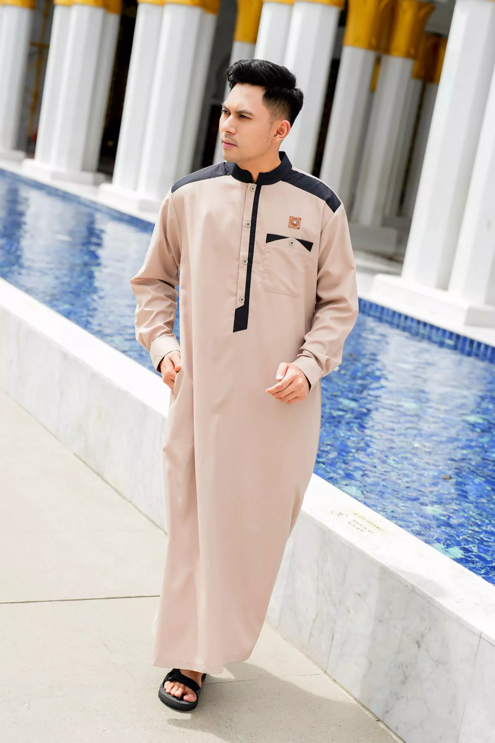 Koko Jubah Gamis Pria  Ashraf Khaki Regular Fit