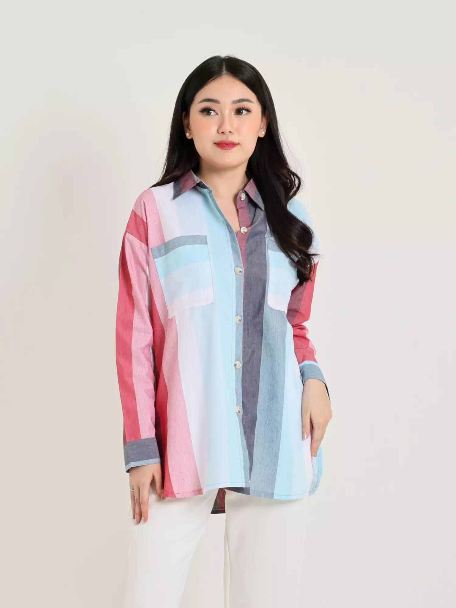 Jual Mille Fleur Paige Shirts Red Blue Original 2024 | ZALORA Indonesia