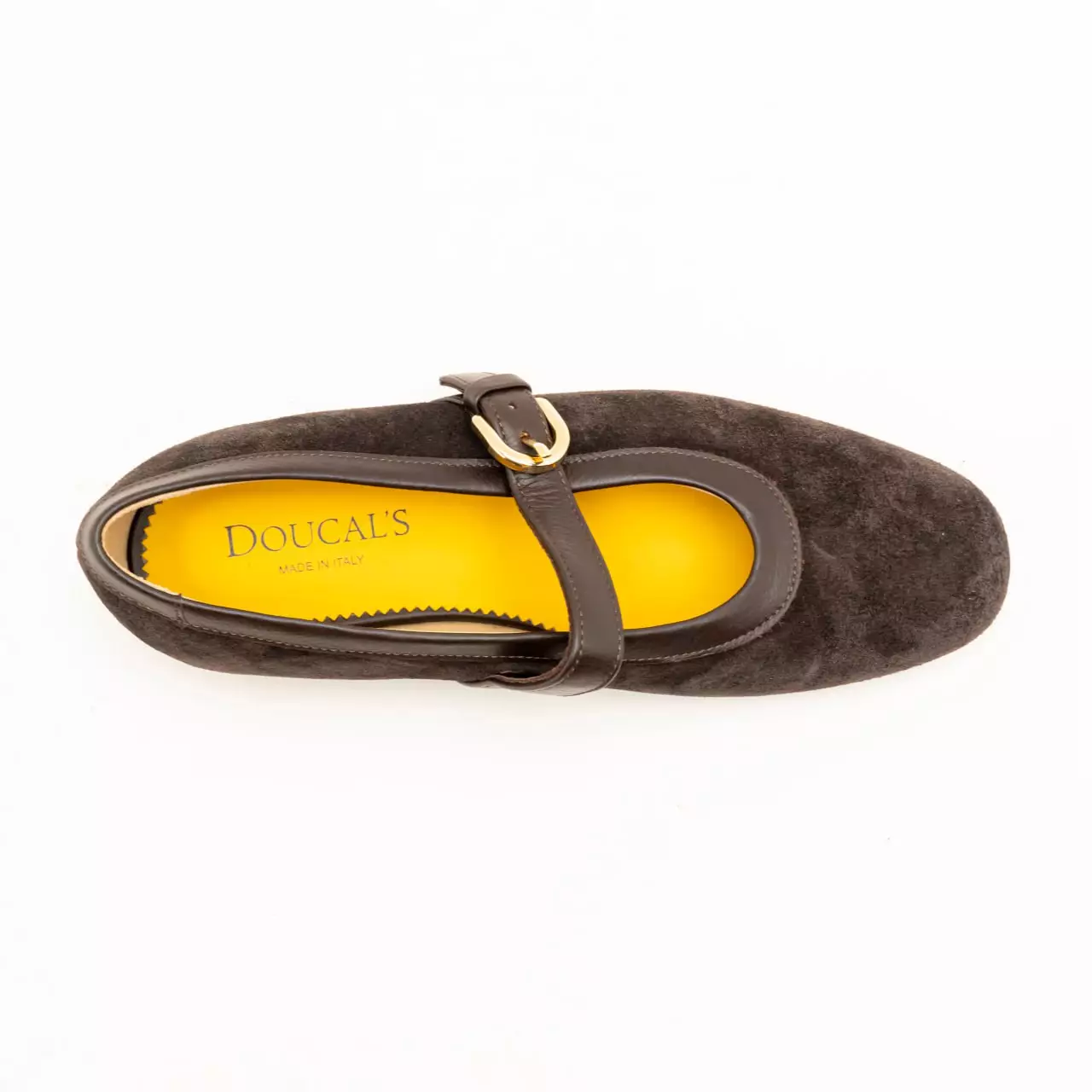 Mahogany Suede Ballet Flat with Strap Mogano