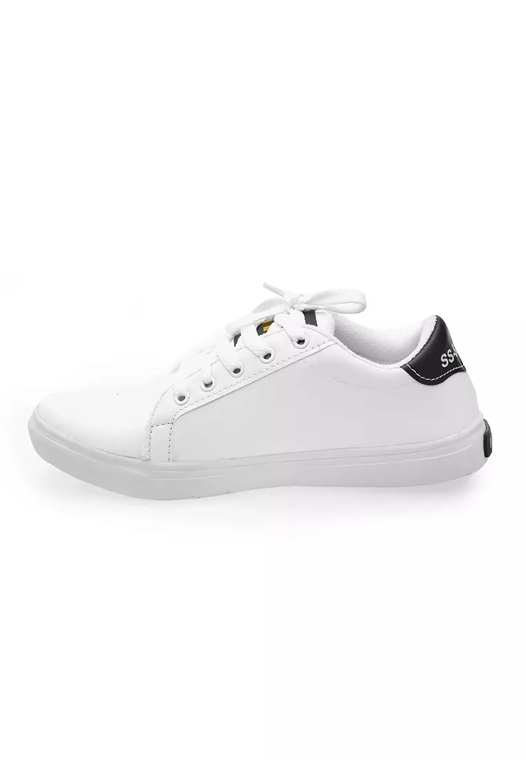 Anando Sepatu Sneakers Pria Casual Shoes Simple Design Material PU Leather ORIGINAL - White