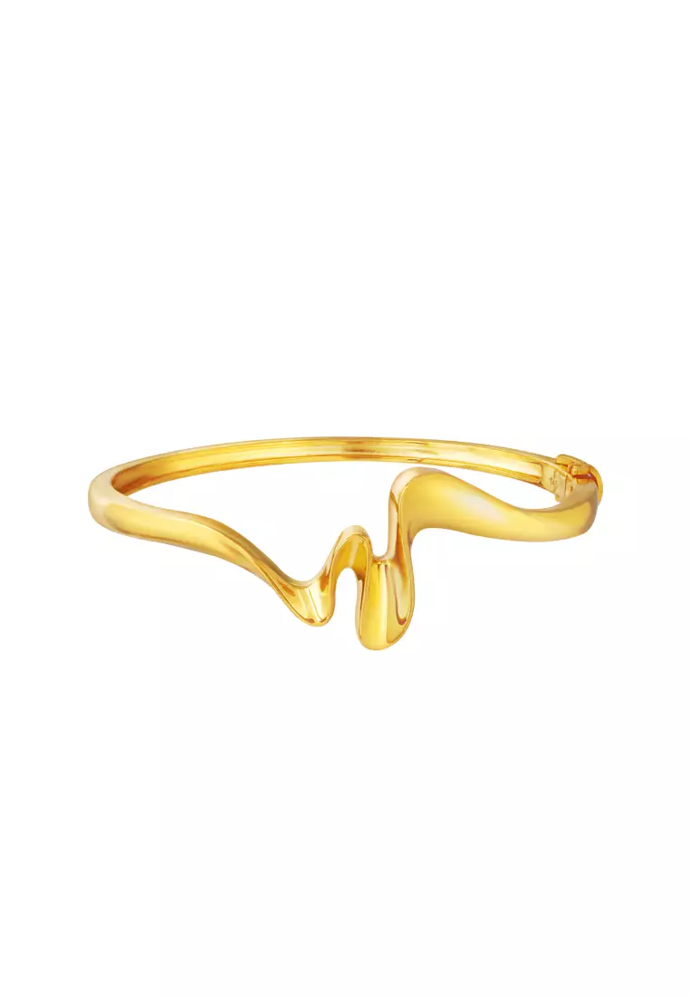 chieko+】wave bangle gold 9ct Yellow Gold Cubic Zirconia