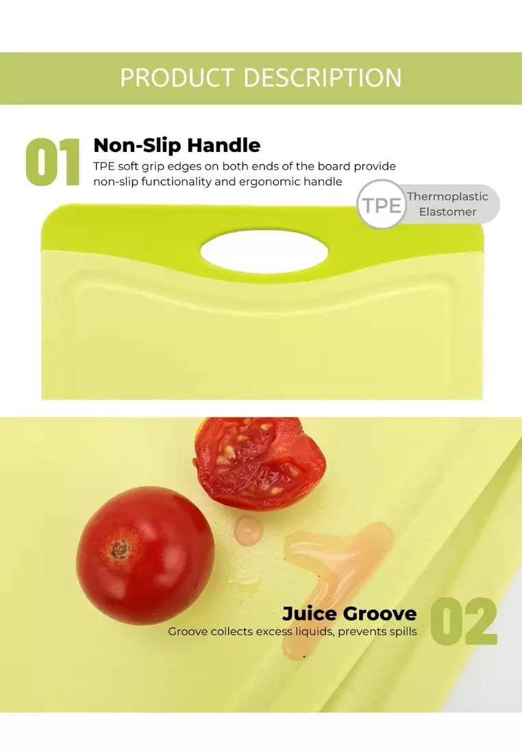 NEOFLAM Flutto Antimicrobial Cutting Board (2 Piece) - Green