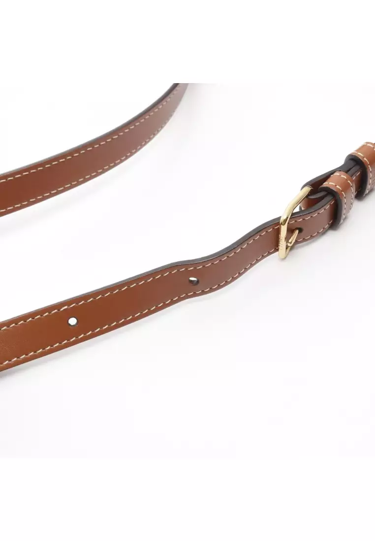 Pre-Loved Celine Folco medium bag Triomphe Shoulder bag PVC leather black Brown