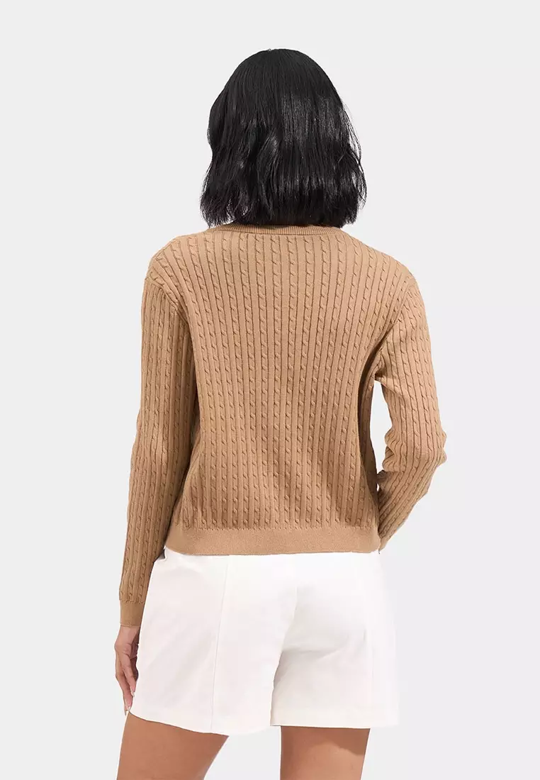 Button Down Cable Knit Cardigan