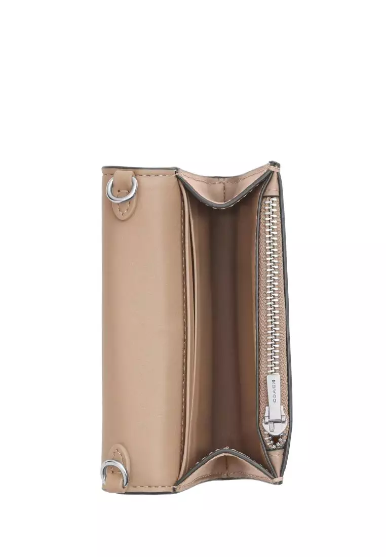 Mini Envelope Wallet With Strap Silver Stone