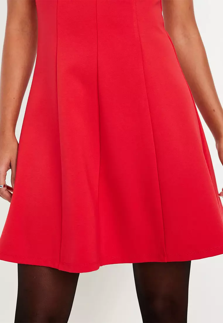 Sleeveless Ponte-Knit Mini Swing Dress