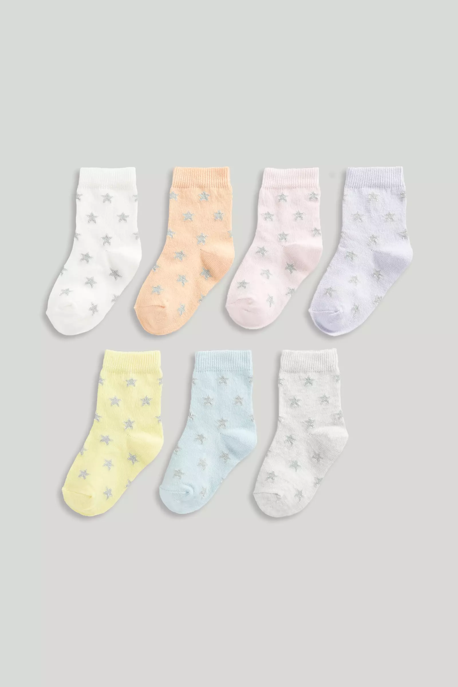 Mothercare Pastel Star Socks - 7 Pack - Kaos Kaki Anak Perempuan (Multi)