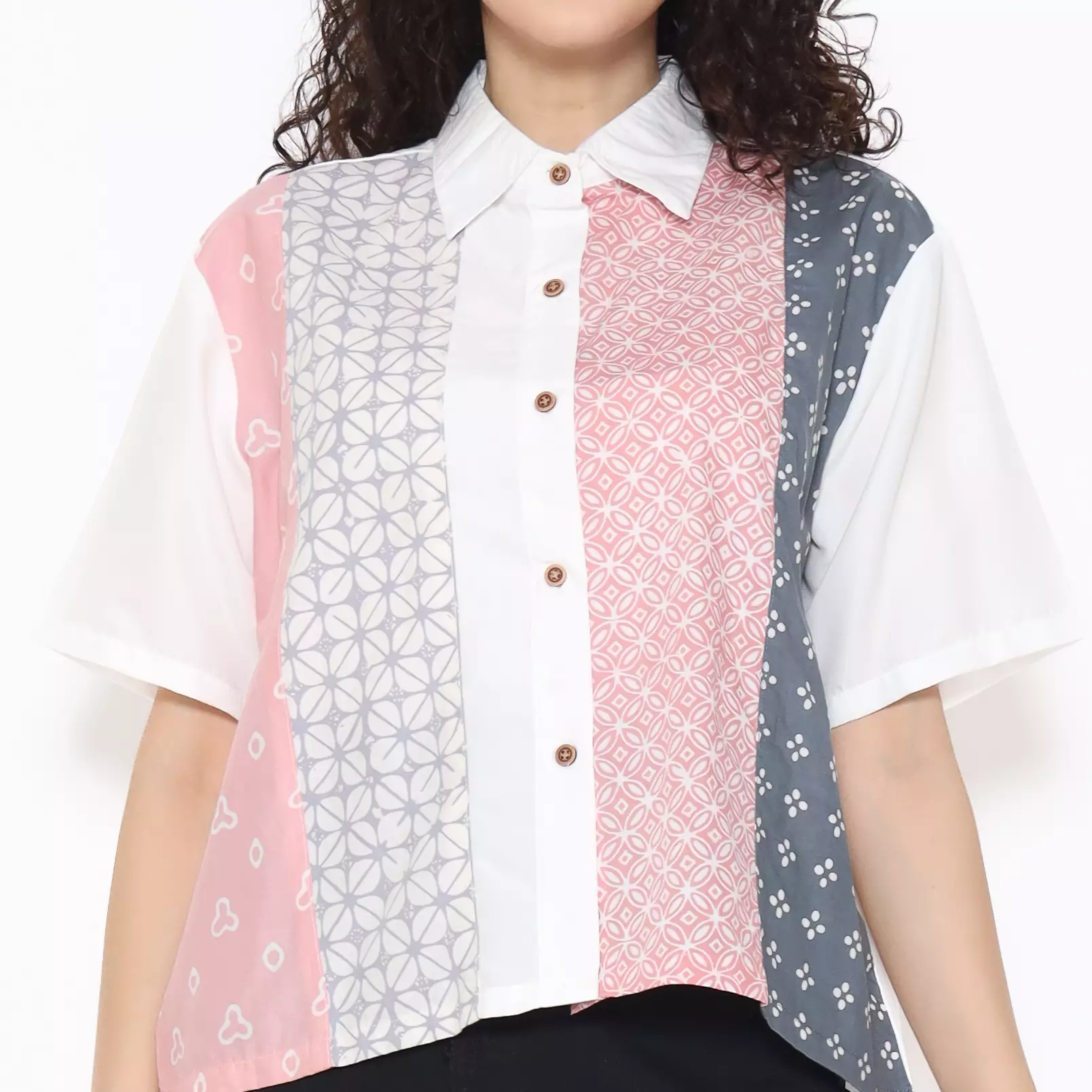 Blouse Batik Wanita - Atasan Batik - Bhatara Batik Purity - Baju Batik Modern Lengan Pendek