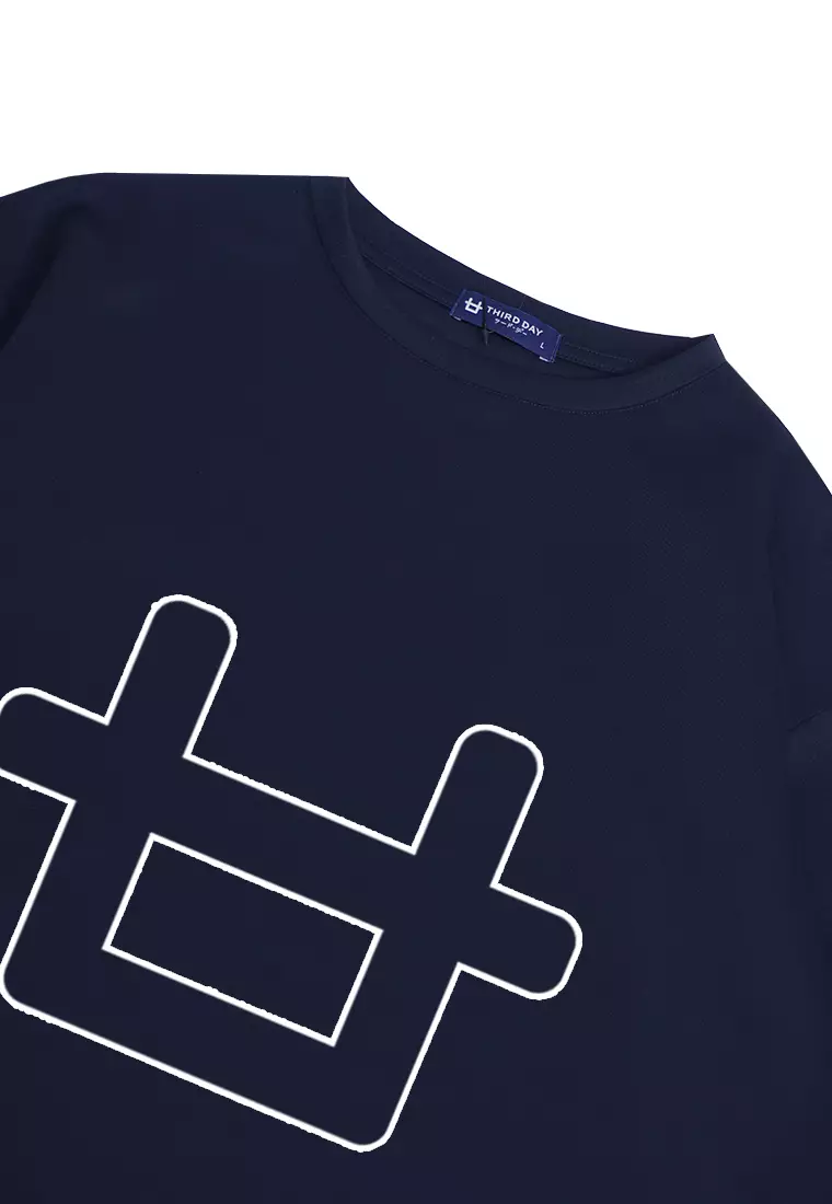 MTJ92 Kaos Oversize Distro Pria Logo Outline Navy