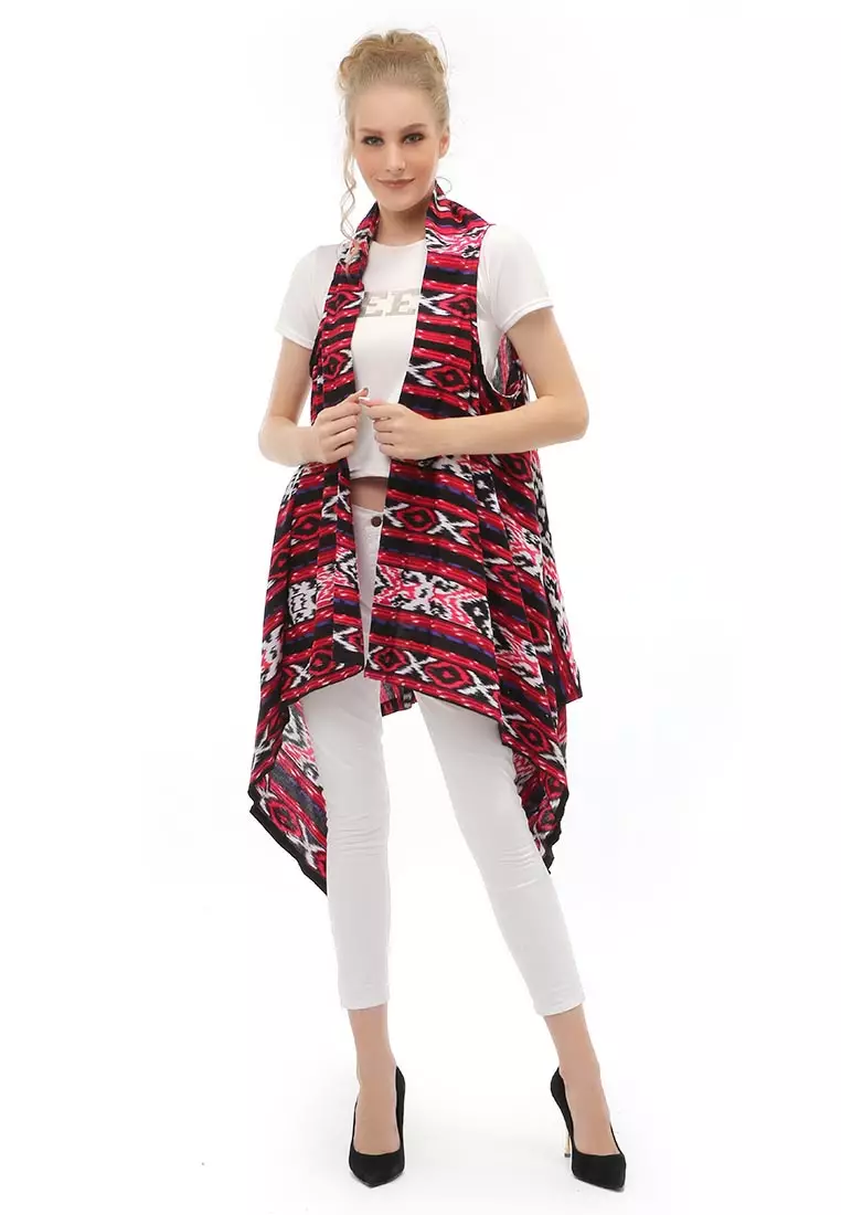 Lynelle Atasan Wanita Batik Songket Model Outer Material Cotton ORIGINAL - Red