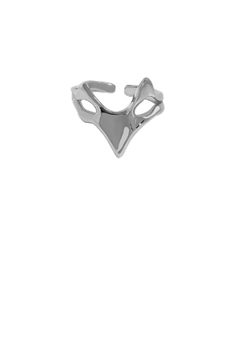 Glamorousky silver 925 Sterling Silver Fashion Creative Fox Shape Irregular Geometric Adjustable Open Ring F5D04AC8925EDAGS_1