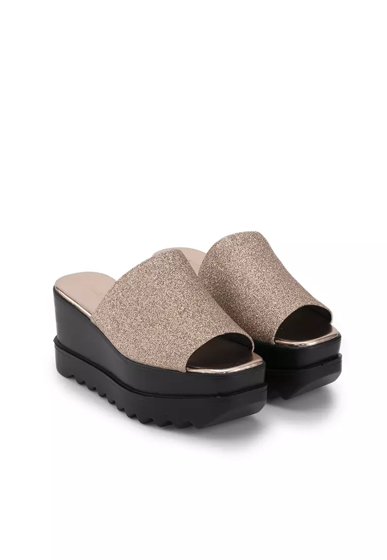 Glitter platform clearance wedges