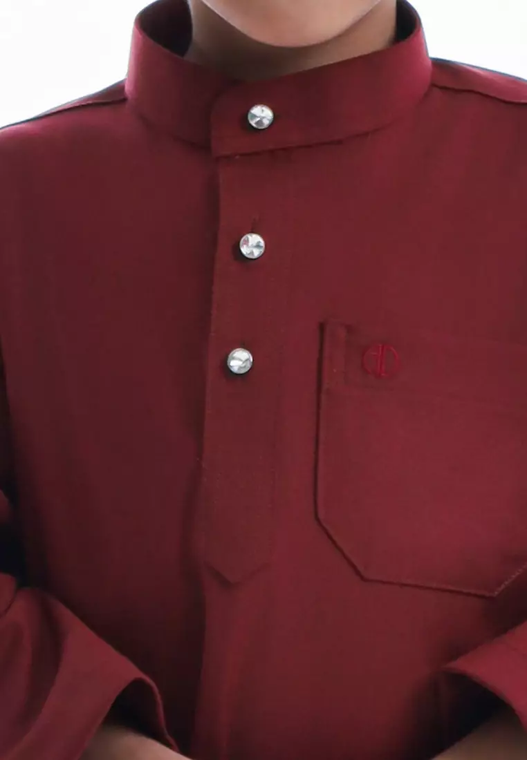 Alain Delon Baju Melayu Cekak Musang Budak - 19026504-78SyrahMaroon