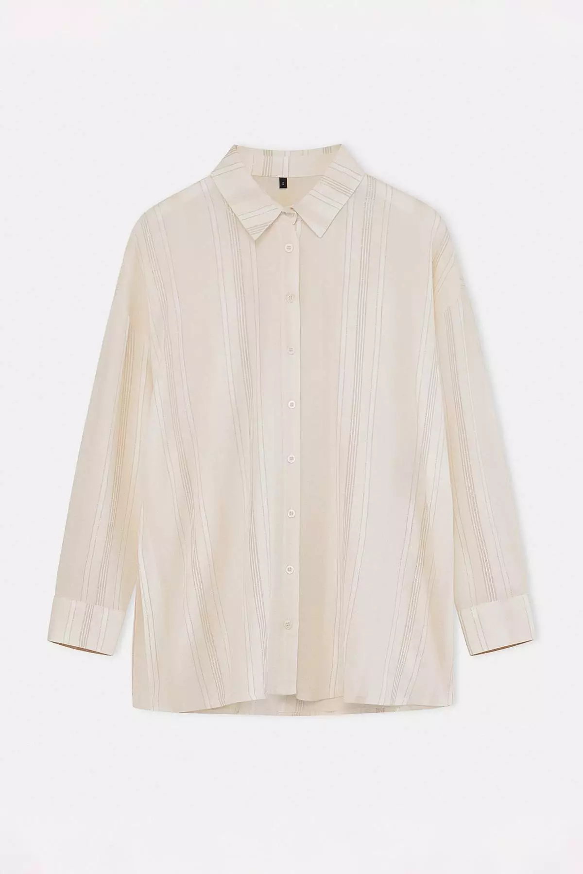 Ecru Woven Glitter Oversized Beach Shirt Tbess26Go5