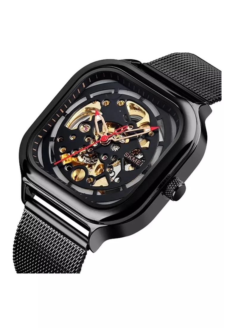 Jam Tangan Casual Mechanical Pria Automatic Movement Strap Tali Material Stainless Steel NX89 ORIGINAL