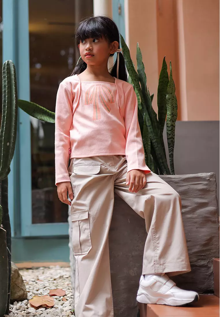 Tshirt/ Kaos lengan panjang anak perempuan Peach/ Rodeo Junior Girl Perfect Pop