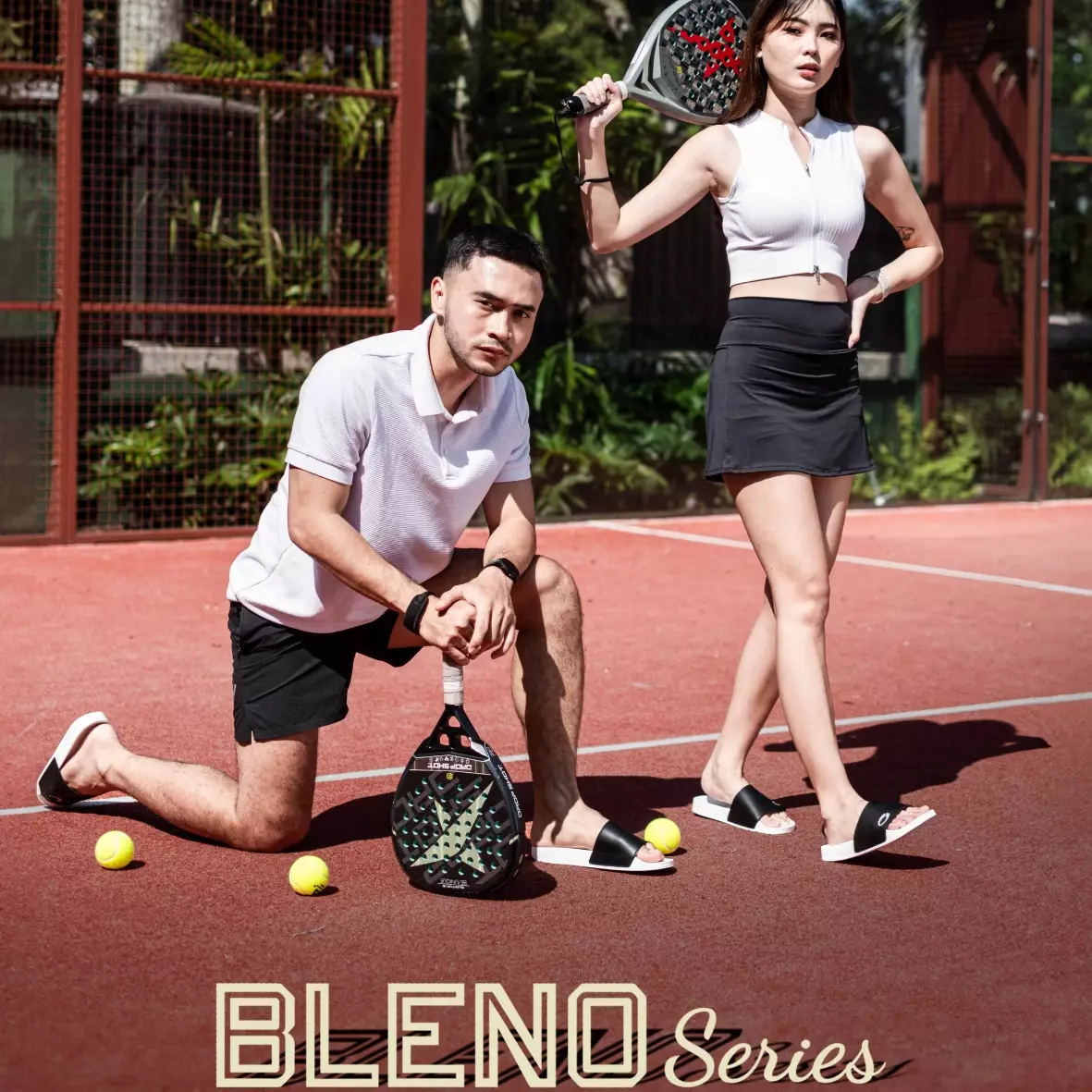 Cogen Sendal Slide Pria Wanita Sandal Slop Padel Marhadi Kasual Unisex Bleno Series - Black White