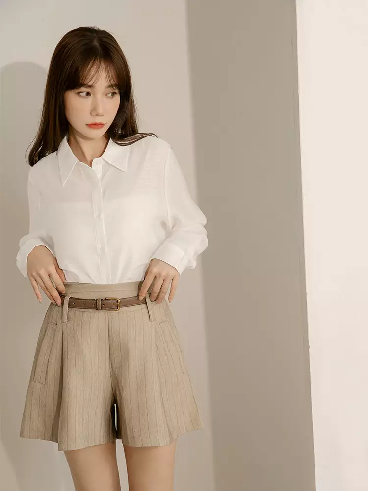 Buy OBSTYLE Sheer Pleated Design Shirt Top [AB19612] 2026 Online
