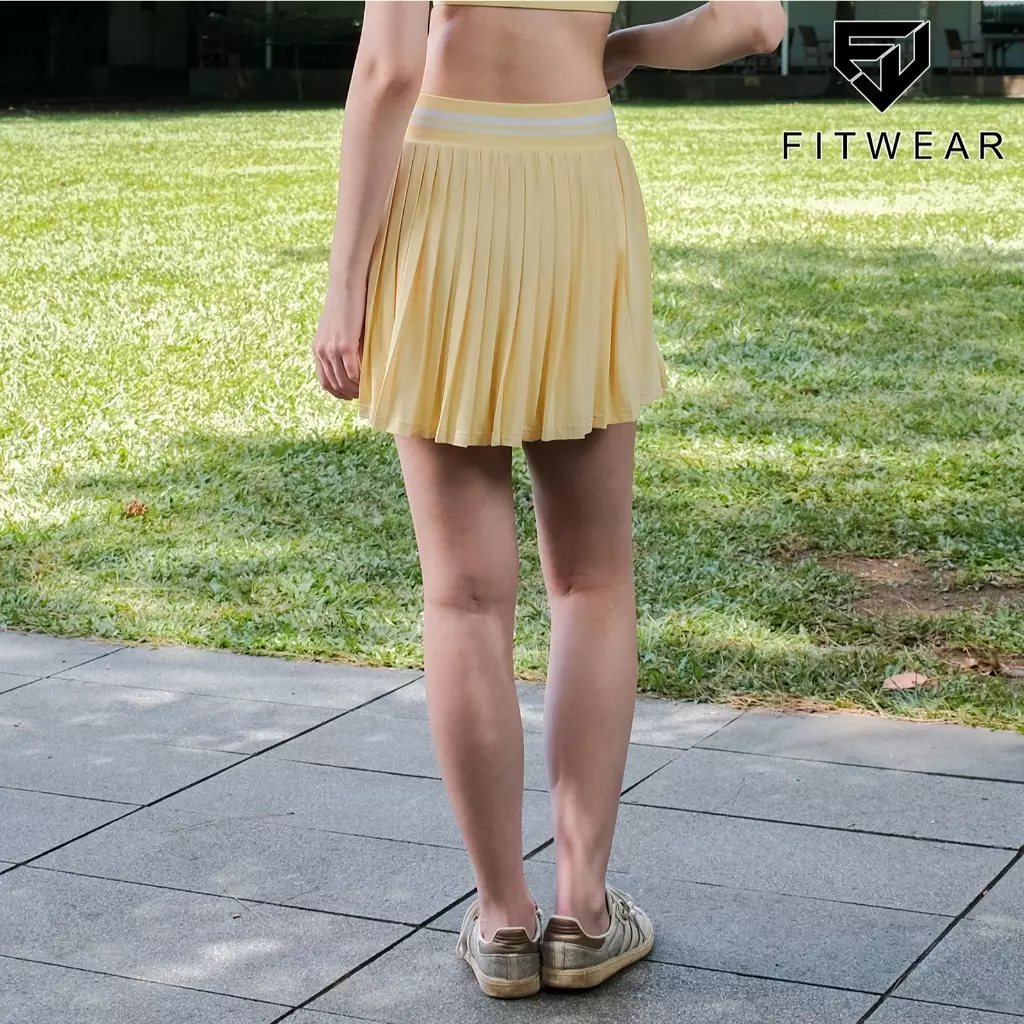 Fitwear Rok + Inner Padel Wanita Olahraga XAVIERA MEDIUM PLEATS - BUTTER YELLOW