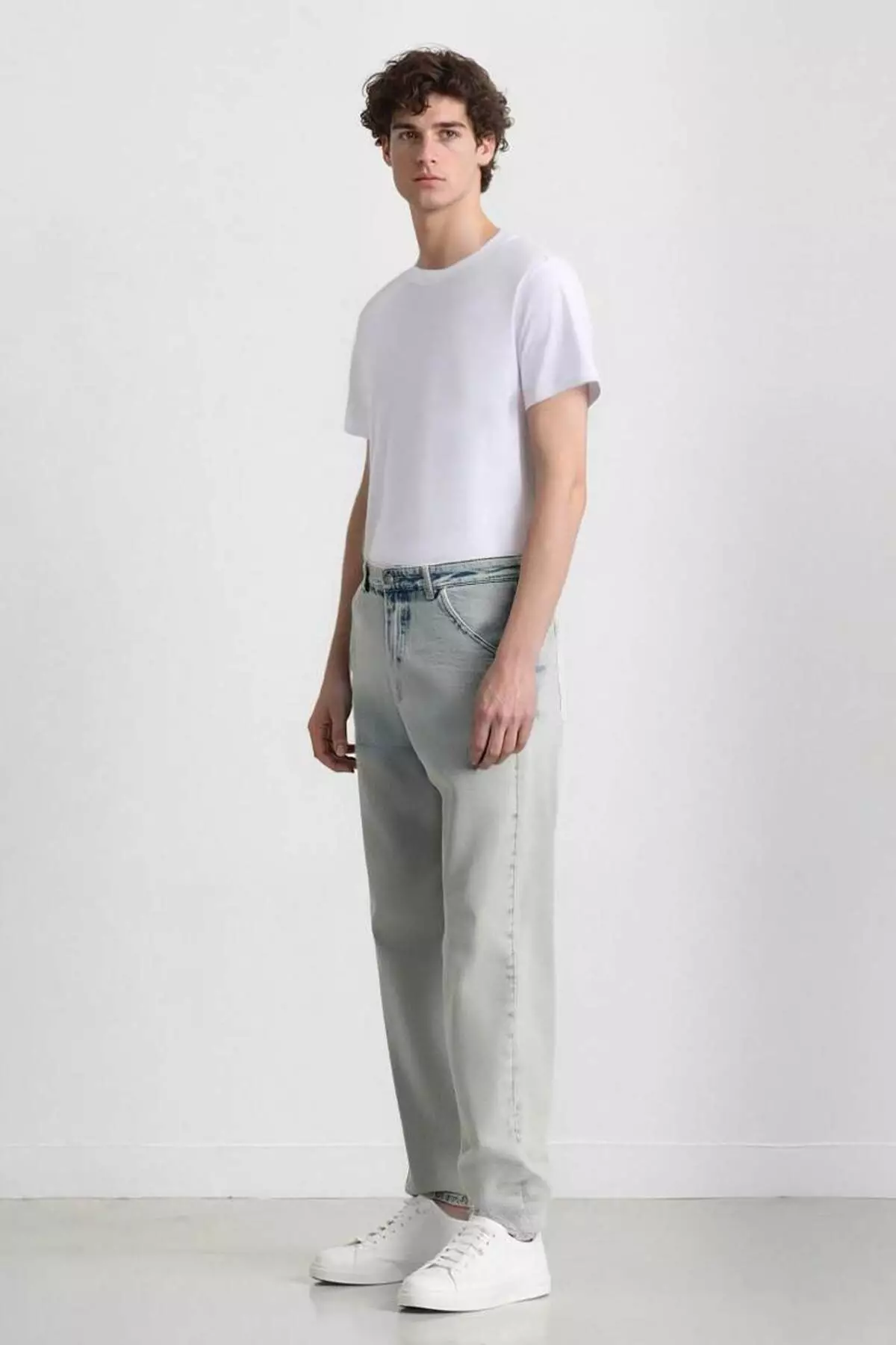 100% Cotton Baggy Fit Wide Fit Regular Waist Wide Leg Washed Jean Pants D7278Ax25Sp