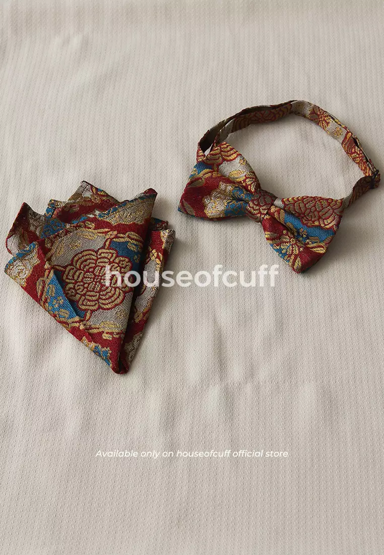 Houseofcuff dasi kupu pria bowtie pocket square batik songket