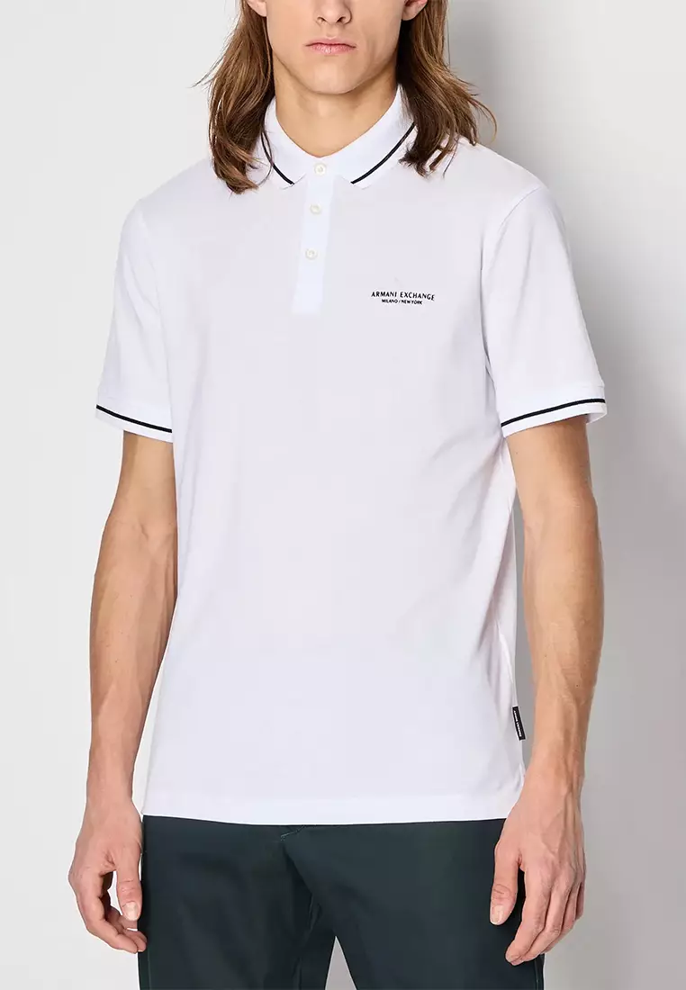 Buy Armani Exchange Milano New York Cotton Pique Polo Shirt White