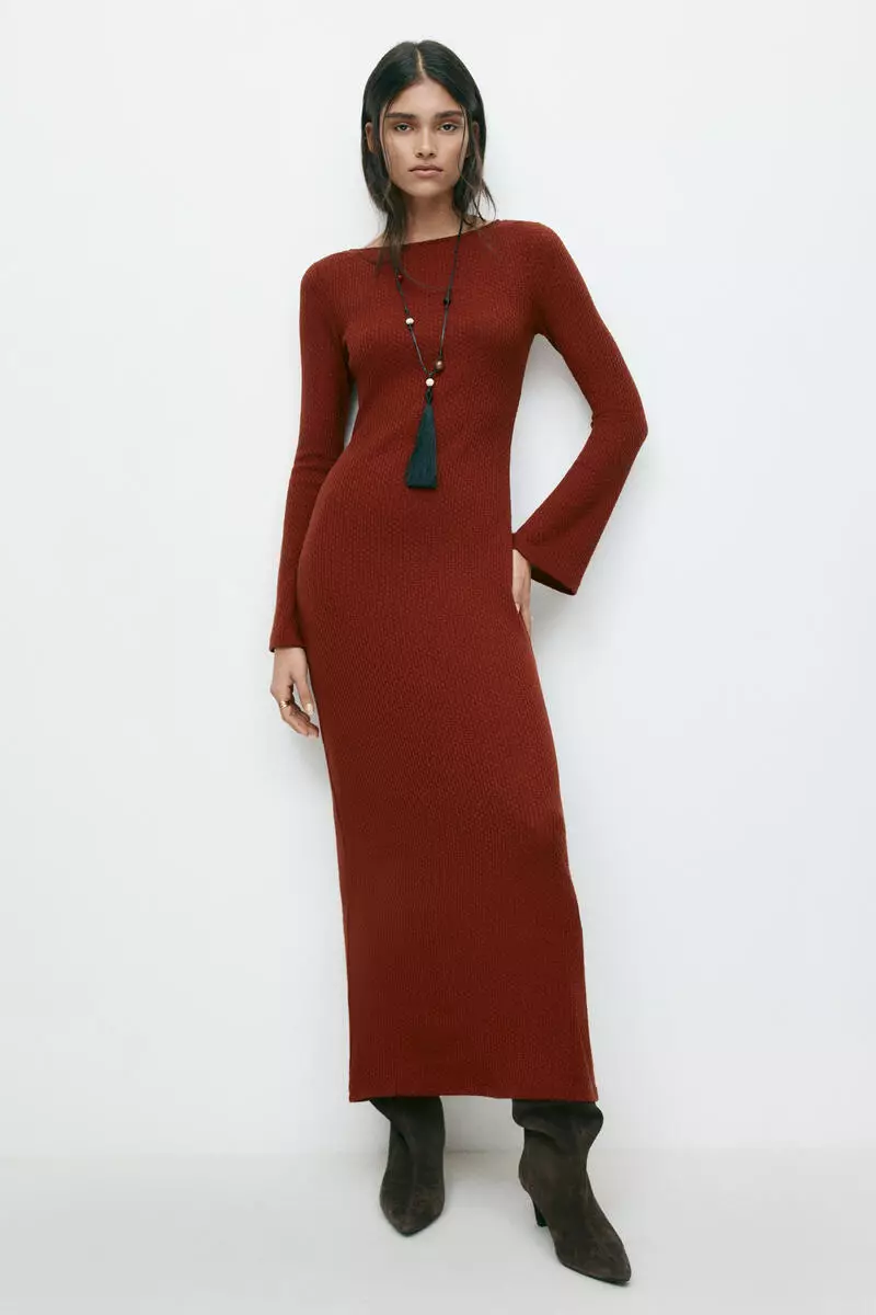 Textured-knit maxi dress
