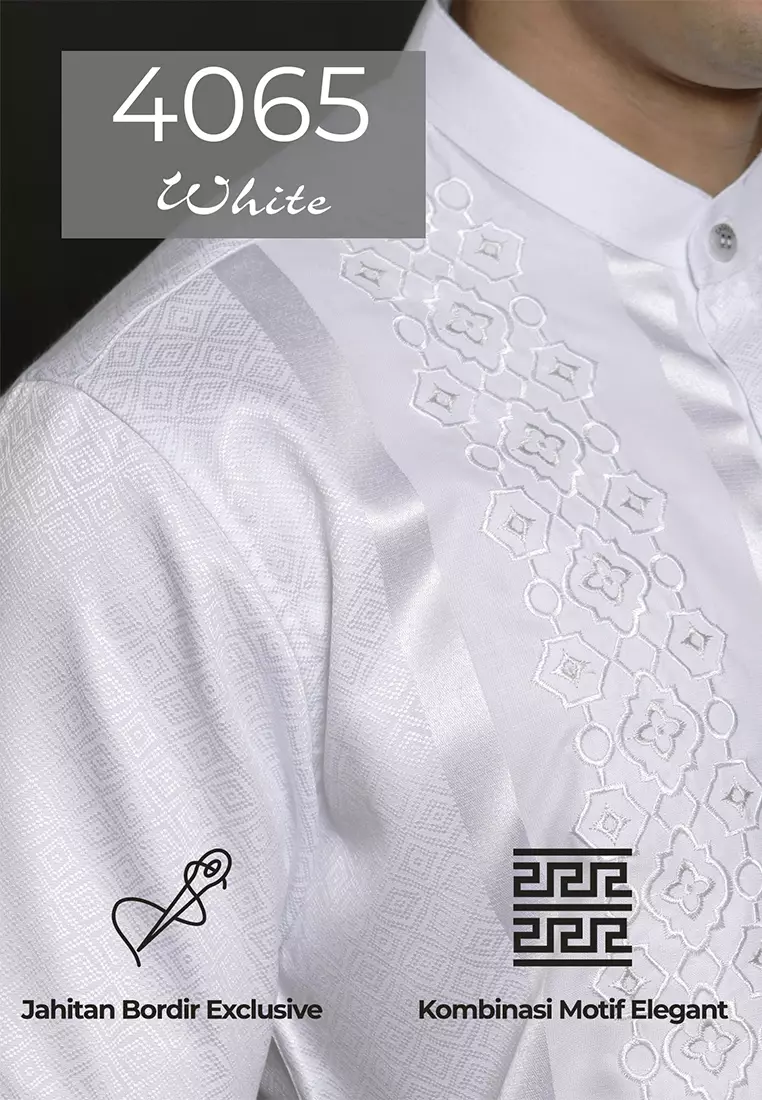 Casella Baju Koko Pria Lengan Pendek Arabesque White 4065 White