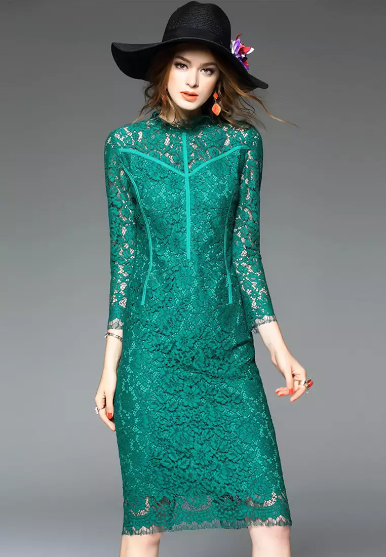 Buy Sunnydaysweety Elegant Lace One-piece Dress UA1109030GR Online ...
