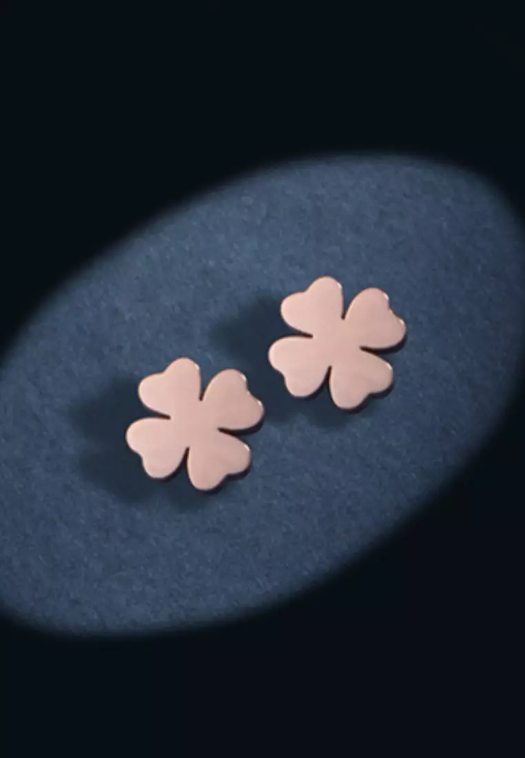 Destiny Four Leaf Clover Stud Earrings in Rose Gold