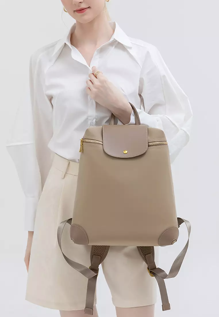 Color Matching Nylon Oxford Patch Faux Leather Backpack (Small Size) JW CL-C9152