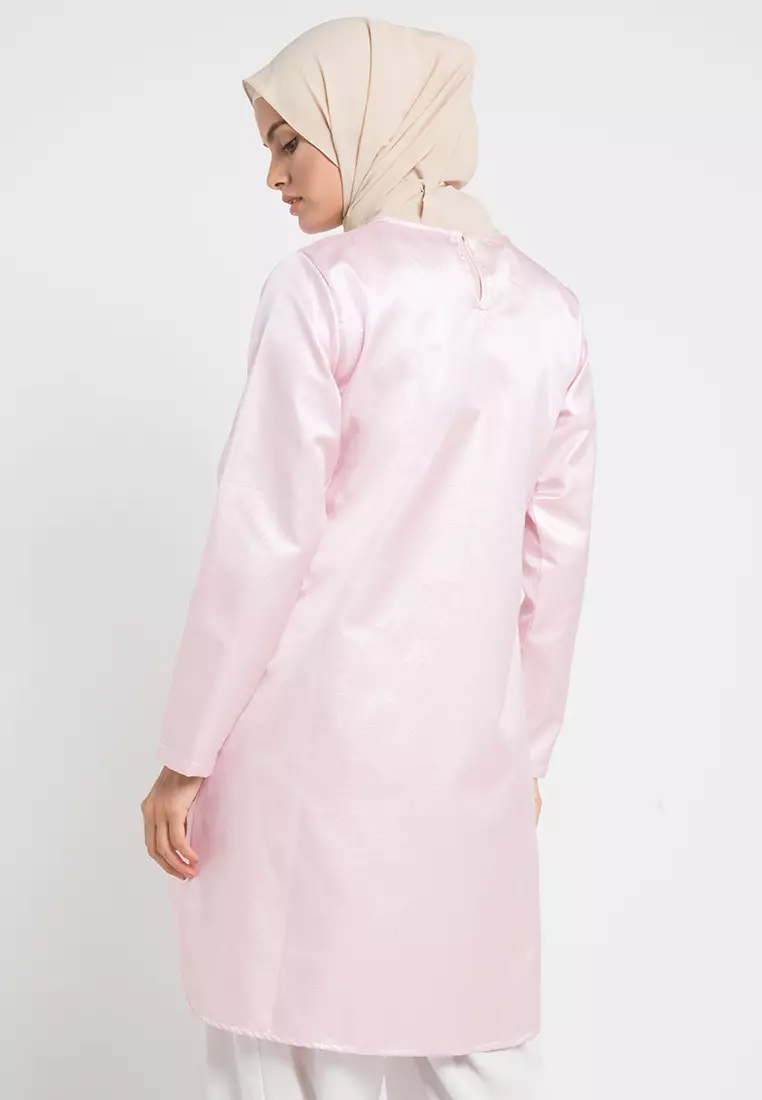 Ziva Assymetrical Blouse In Pink Glitter