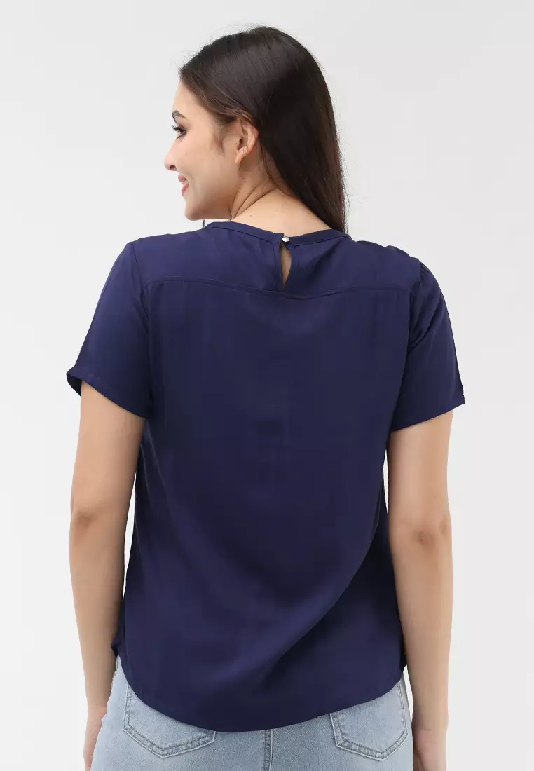 Single Twill Woven Short Sleeves Blouse