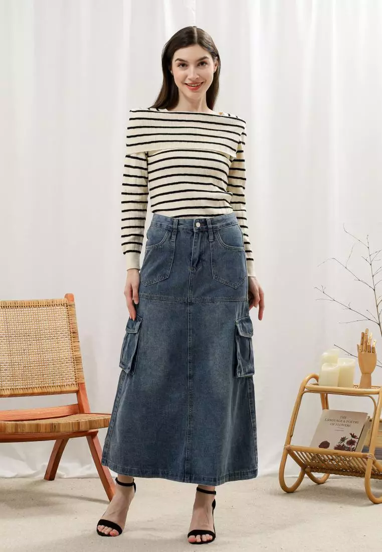 Osvald Skirt Cargo Highwaist in Blue