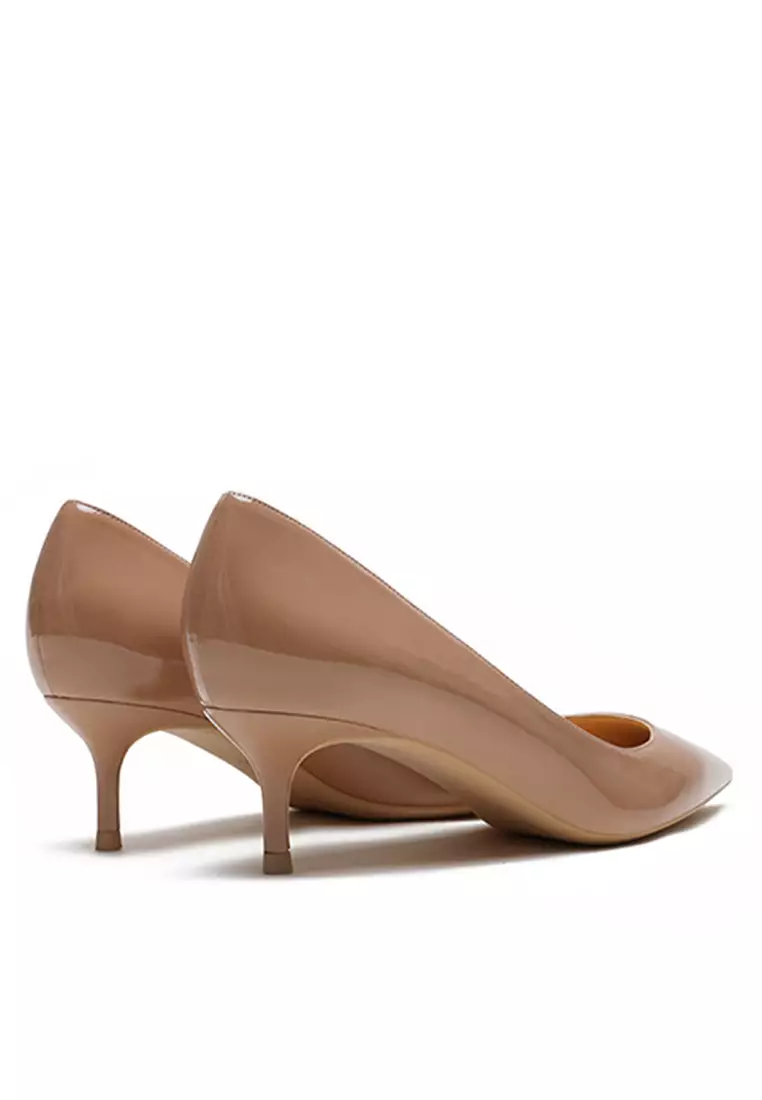 5CM Patent Pointed Mid Heel Shoes HZL150