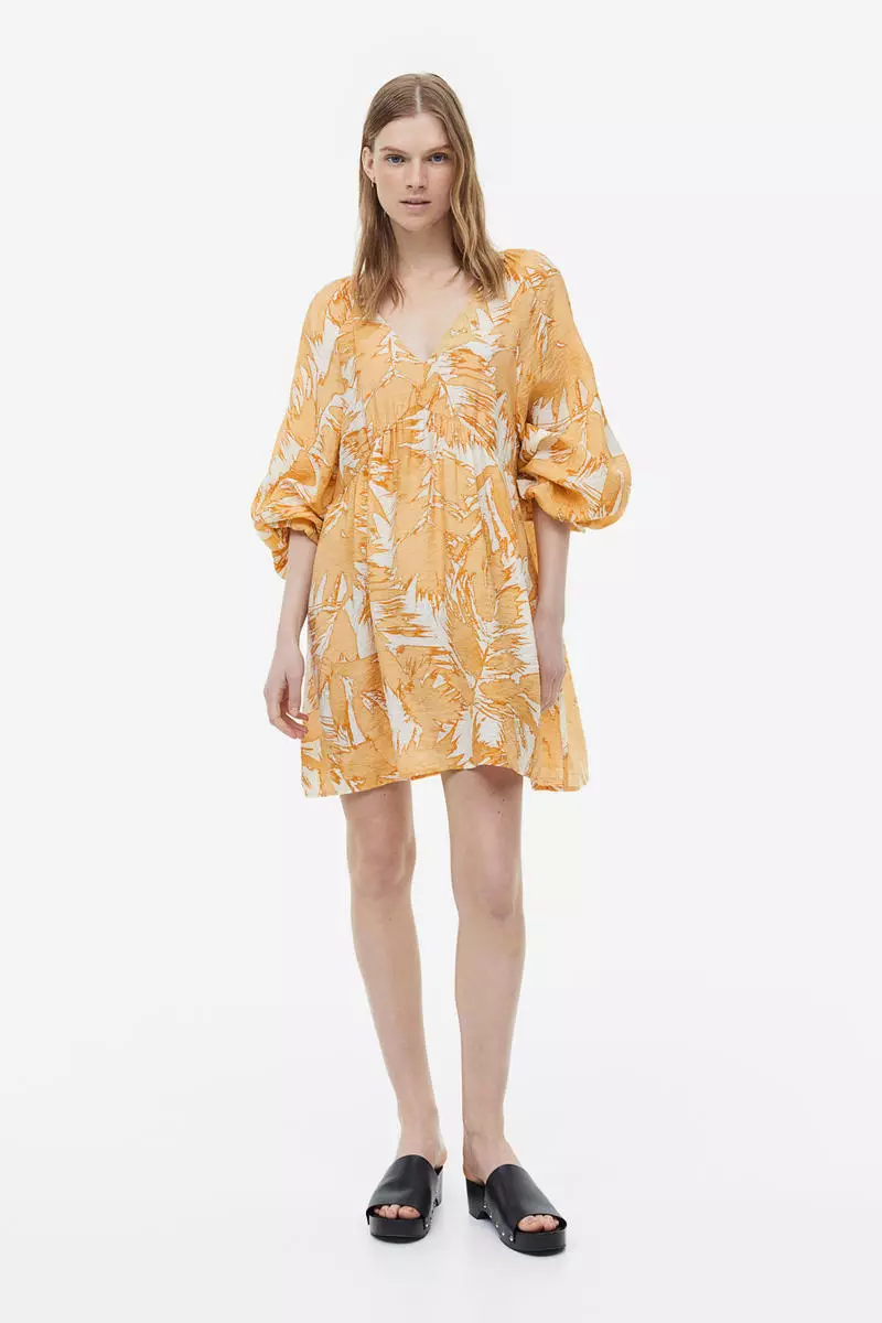 Yellow flower dress store h&m