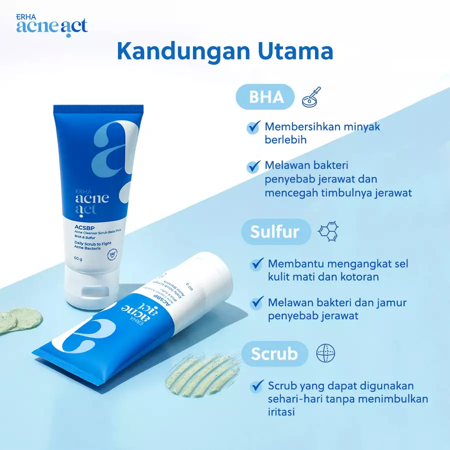 Twin Flame ERHA Acne Cleanser Scrub Beta Plus (ACSBP) X 2 Pcs - Sabun Wajah Jerawat