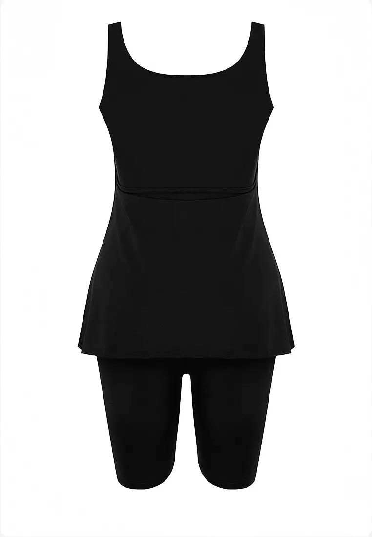 Square Neck Tankini Plus Size Swimsuit