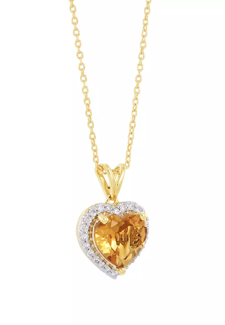 HABIB Citrine Heart Locket Necklace in 375/9K Yellow Gold 559520822(YG)-CITR