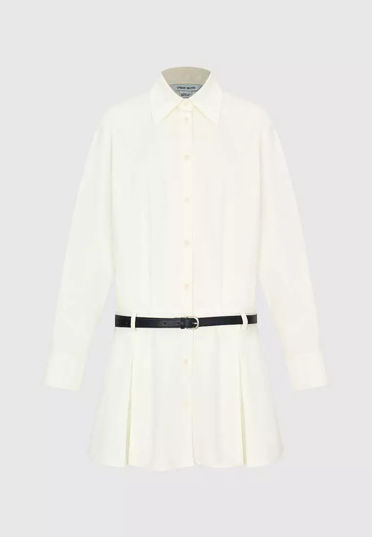 UR秋季新款女装时尚OL风通勤可拆卸腰带棉质连衣裙UWU730025