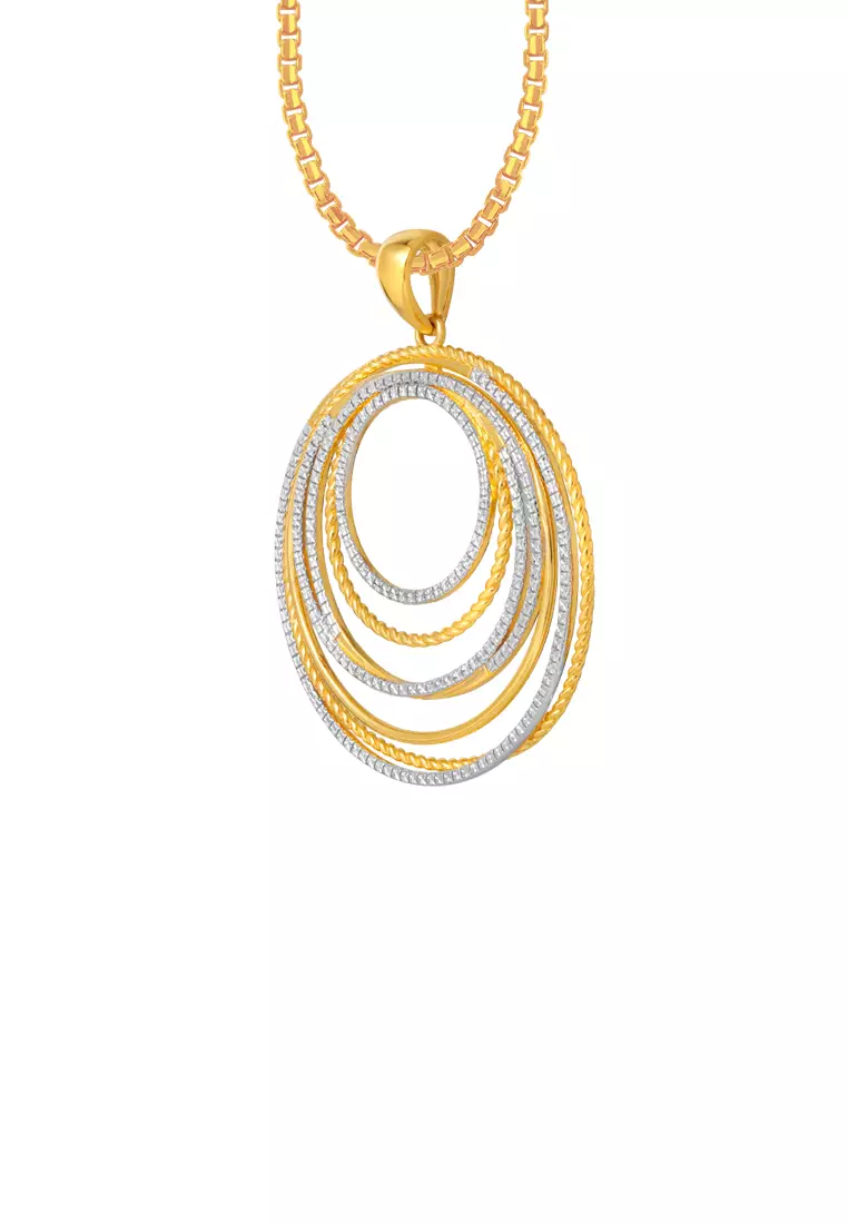 TOMEI Diamond Cut Collection Circular Pendant, Yellow Gold 916